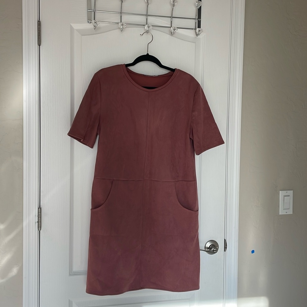 Zara suede rosy pink dress